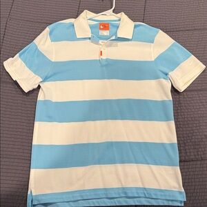 Nike Men's Sky Blue and White Polo Shirt